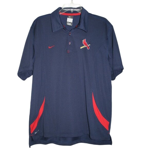 Nike Other - Nike St. Louis Cardinals MLB Navy Dri-Fit Polo Shirt L Performance Apparel Mens